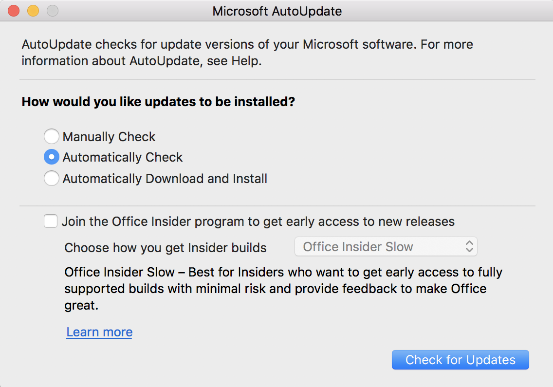 check for microsoft updates on a mac
